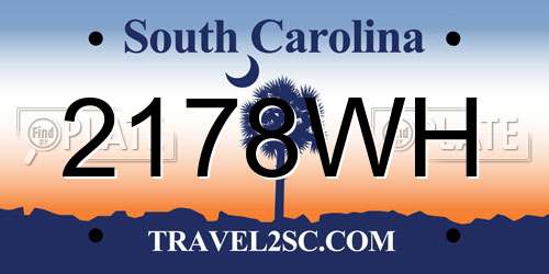 2178WH South Carolina License Plate