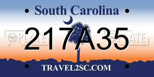 217A35 South Carolina License Plate