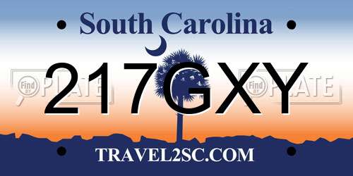 217GXY South Carolina License Plate