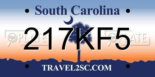 217KF5 South Carolina License Plate
