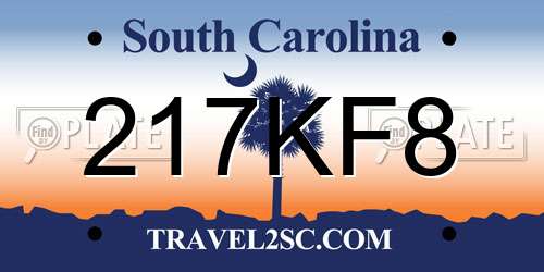217KF8 South Carolina License Plate