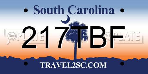 217TBF South Carolina License Plate