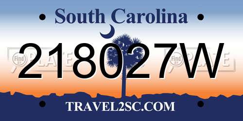218027W South Carolina License Plate