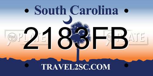 2183FB South Carolina License Plate