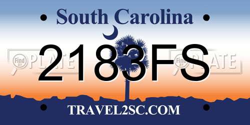 2183FS South Carolina License Plate