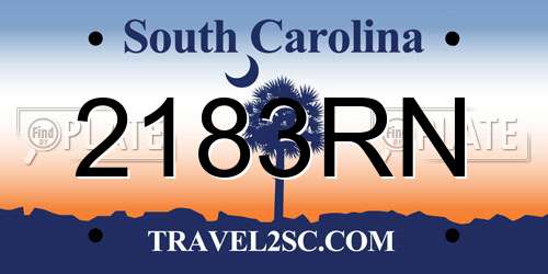 2183RN South Carolina License Plate