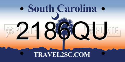 2186QU South Carolina License Plate