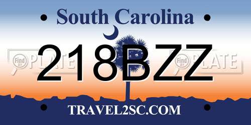 218BZZ South Carolina License Plate