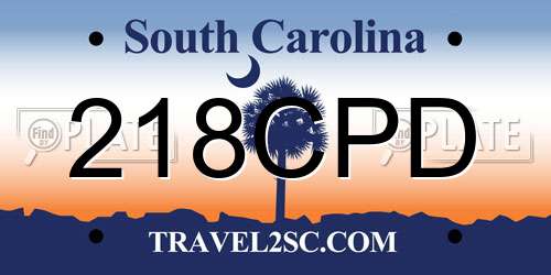 218CPD South Carolina License Plate