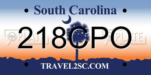 218CPO South Carolina License Plate