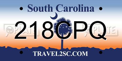 218CPQ South Carolina License Plate