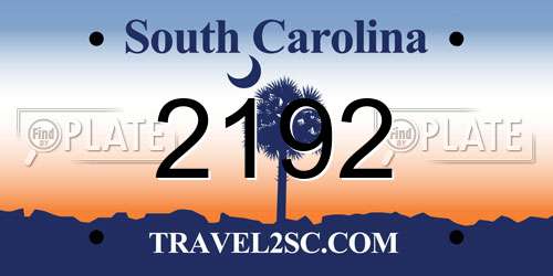 2192 South Carolina License Plate