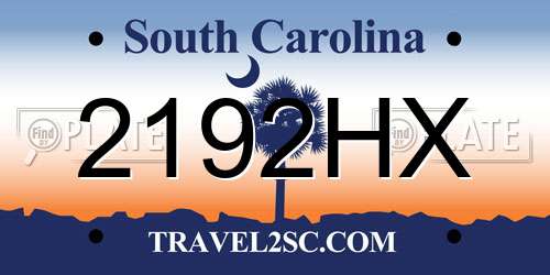 2192HX South Carolina License Plate