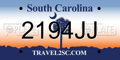 2194JJ South Carolina License Plate