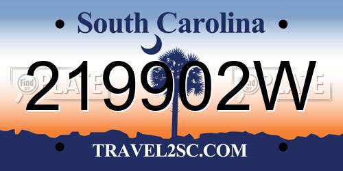 219902W South Carolina License Plate