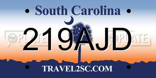 219AJD South Carolina License Plate