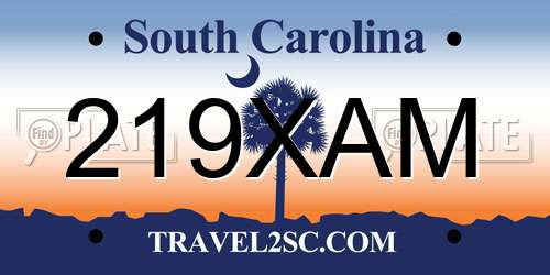 219XAM South Carolina License Plate