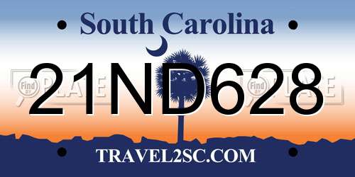 21ND628 South Carolina License Plate