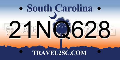 21NQ628 South Carolina License Plate