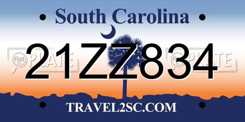 21ZZ834 South Carolina License Plate