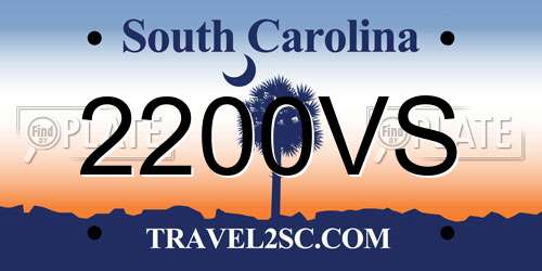 2200VS South Carolina License Plate