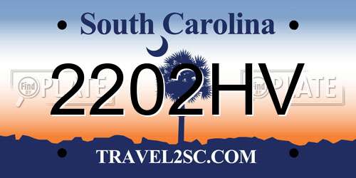 2202HV South Carolina License Plate