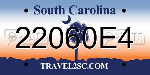 22060E4 South Carolina License Plate