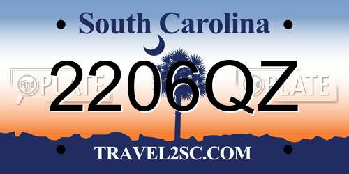 2206QZ South Carolina License Plate