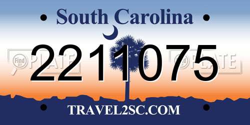 2211075 South Carolina License Plate