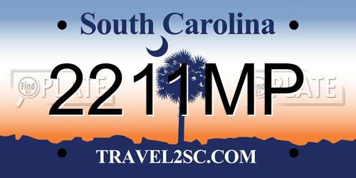 2211MP South Carolina License Plate
