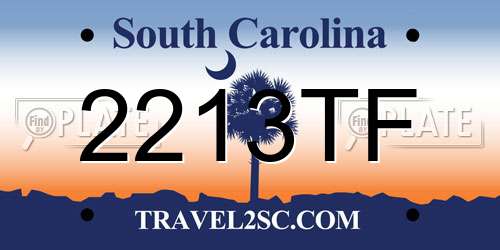 2213TF South Carolina License Plate