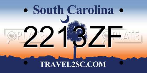 2213ZF South Carolina License Plate