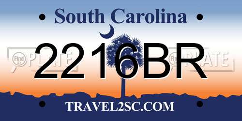 2216BR South Carolina License Plate