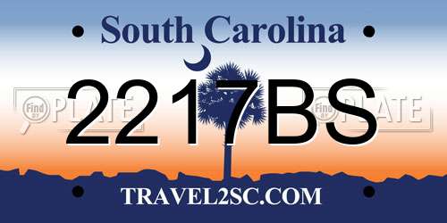 2217BS South Carolina License Plate