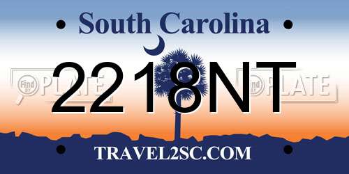 2218NT South Carolina License Plate