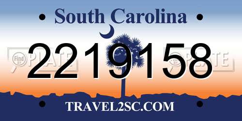 2219158 South Carolina License Plate
