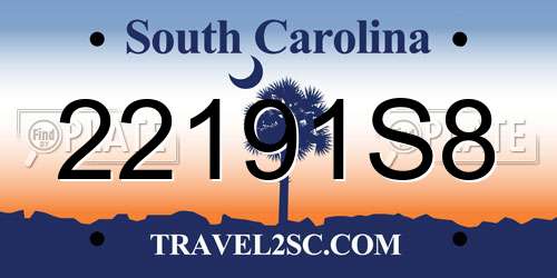 22191S8 South Carolina License Plate