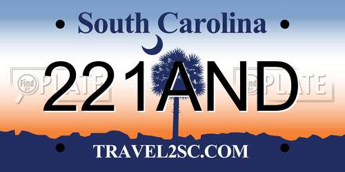 221AND South Carolina License Plate