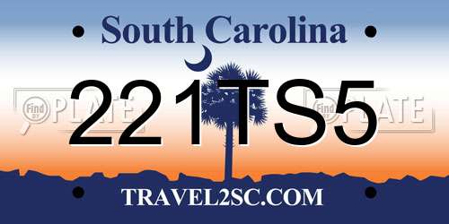 221TS5 South Carolina License Plate