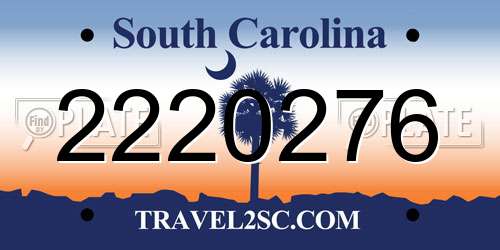2220276 South Carolina License Plate