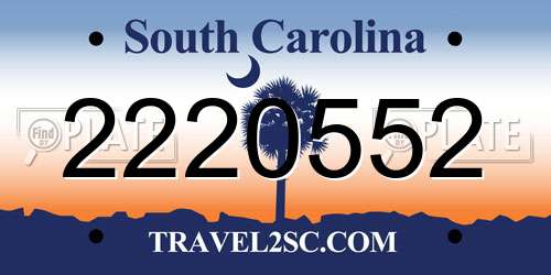 2220552 South Carolina License Plate