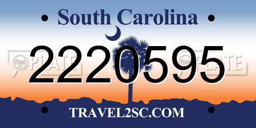 2220595 South Carolina License Plate