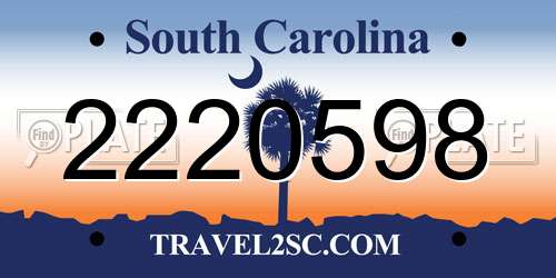 2220598 South Carolina License Plate