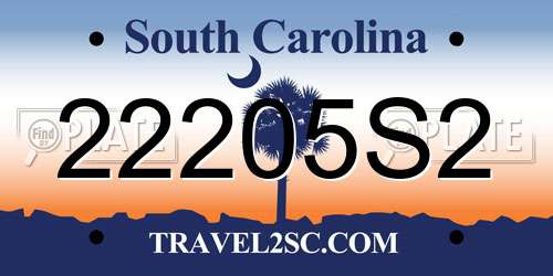 22205S2 South Carolina License Plate