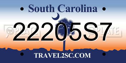 22205S7 South Carolina License Plate