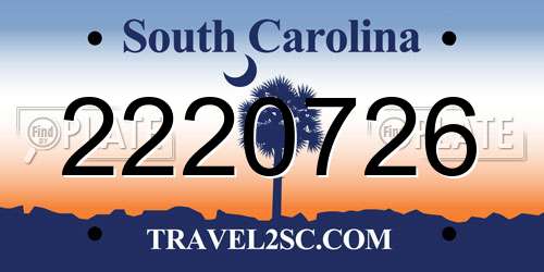 2220726 South Carolina License Plate