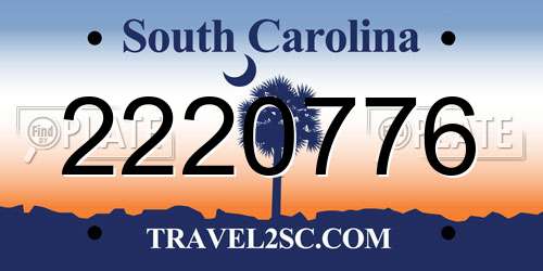 2220776 South Carolina License Plate