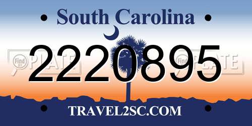 2220895 South Carolina License Plate