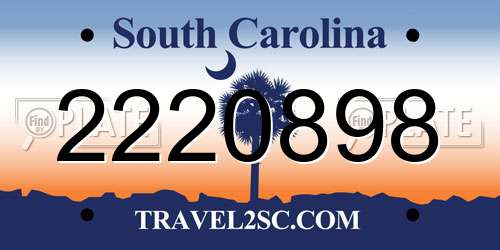 2220898 South Carolina License Plate