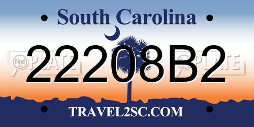 22208B2 South Carolina License Plate